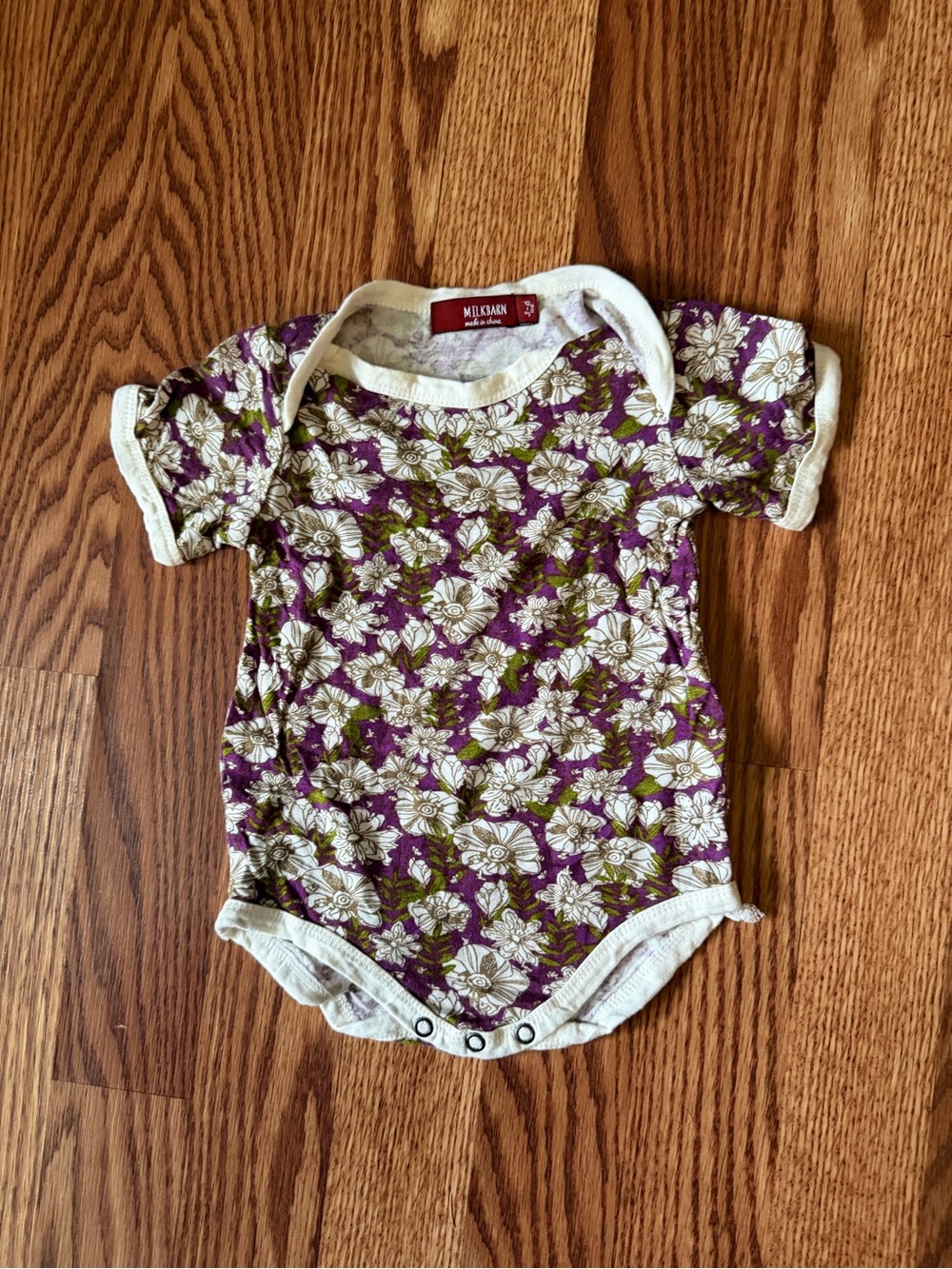 Milkbarn bamboo Purple Floral Baby One-Piece 3-6 months